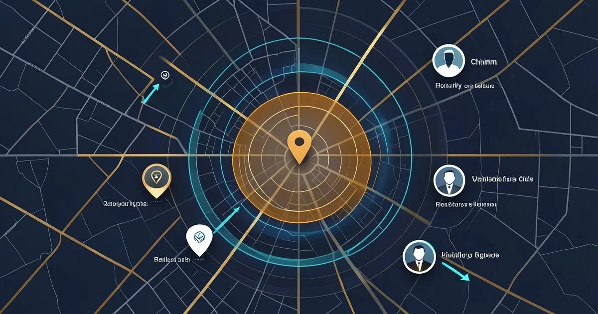 Chennai map visibility signals visualized with location pins and relevance rings
