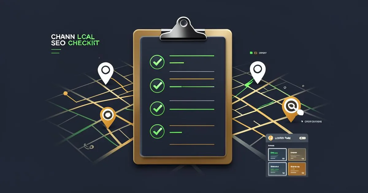 Local SEO checklist connected to a Chennai map and business location signals