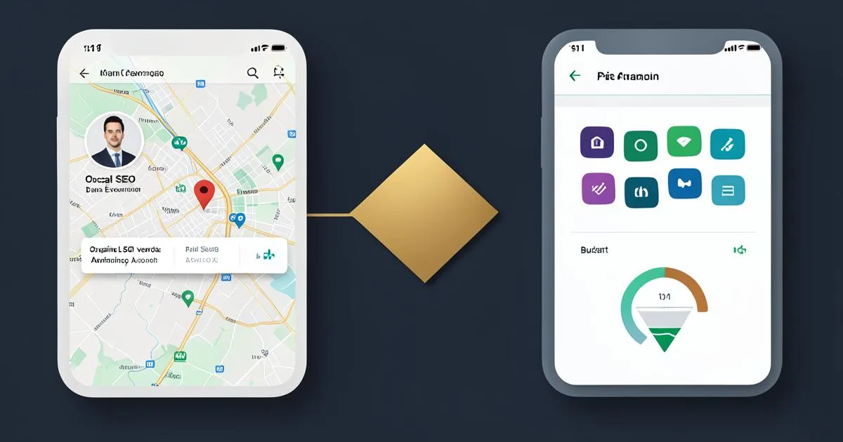 Local map visibility and paid search campaign channels compared side by side