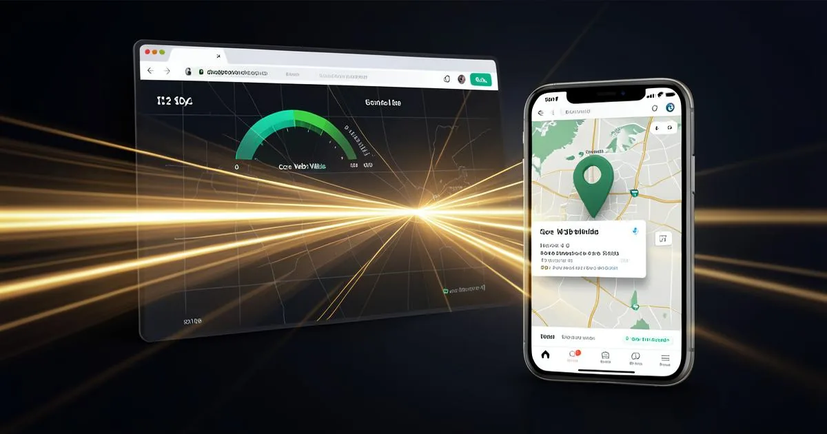 Fast website screens connecting performance signals with local search visibility