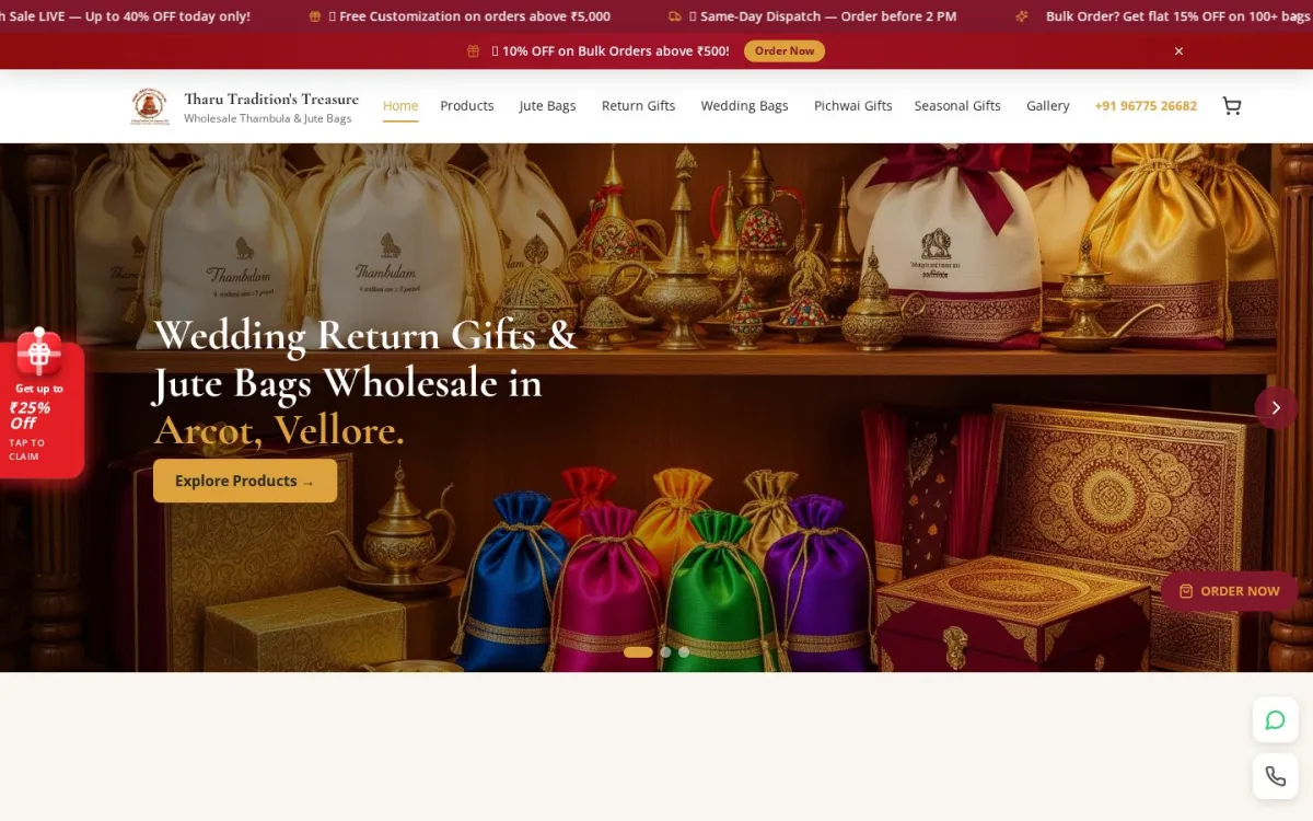 Tharu Tradition's Treasure website shown on desktop
